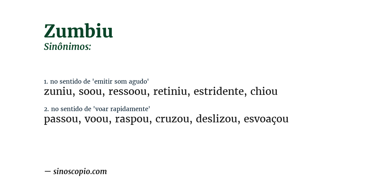 Sinônimo de zumbiu