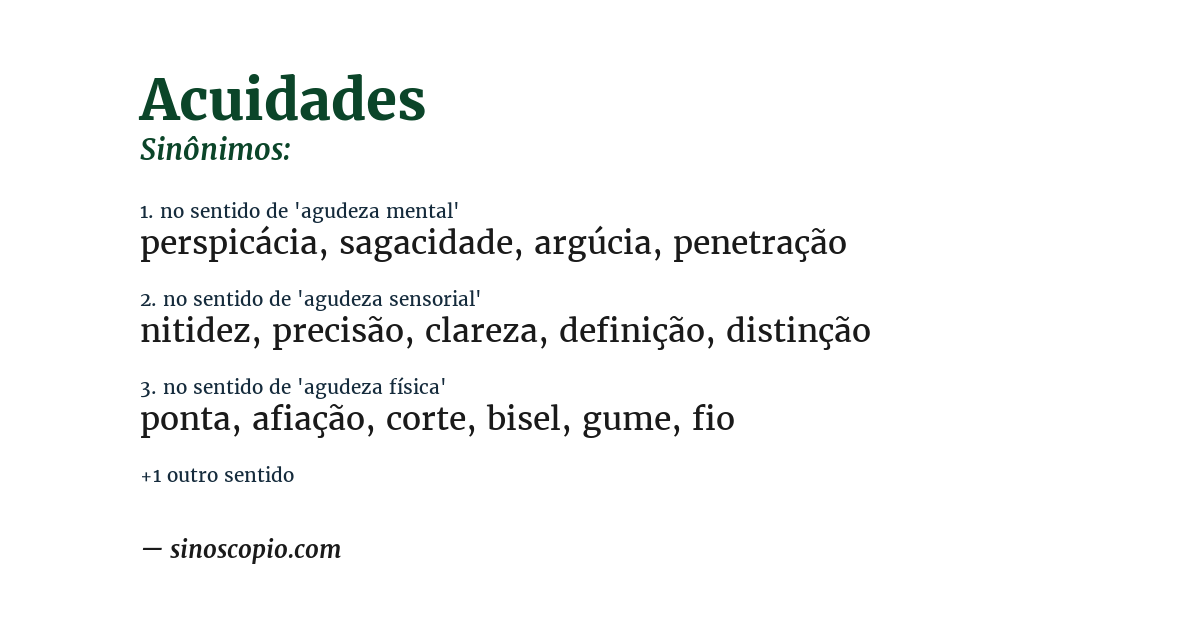 Sinônimo de acuidades