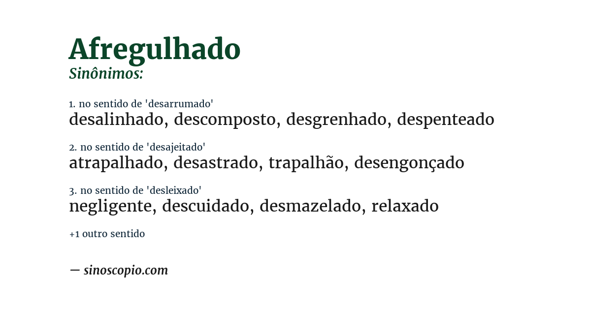 Sinônimo de afregulhado