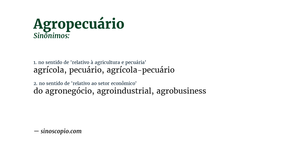 Sinônimo de agropecuário