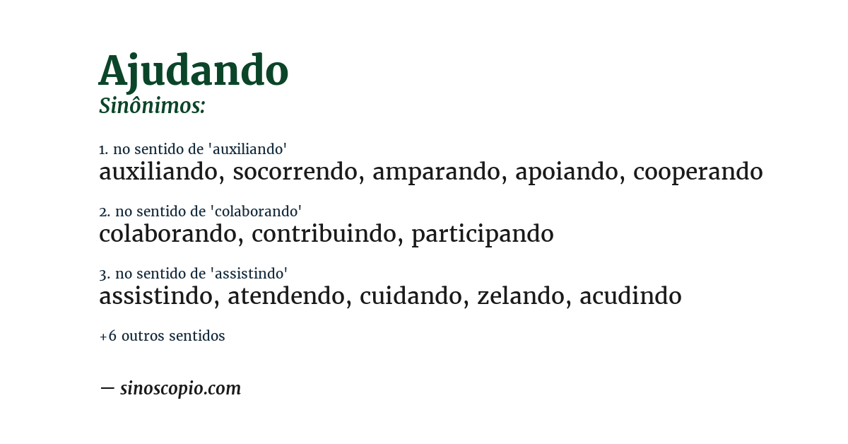 Sinônimo de ajudando