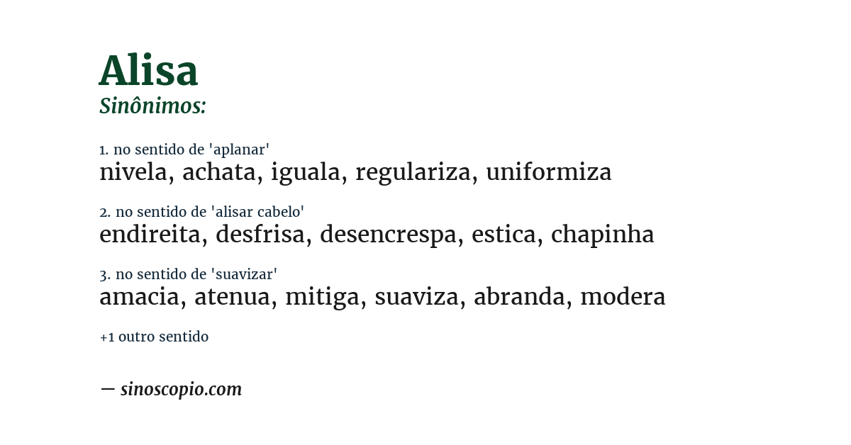Sinônimo de alisa