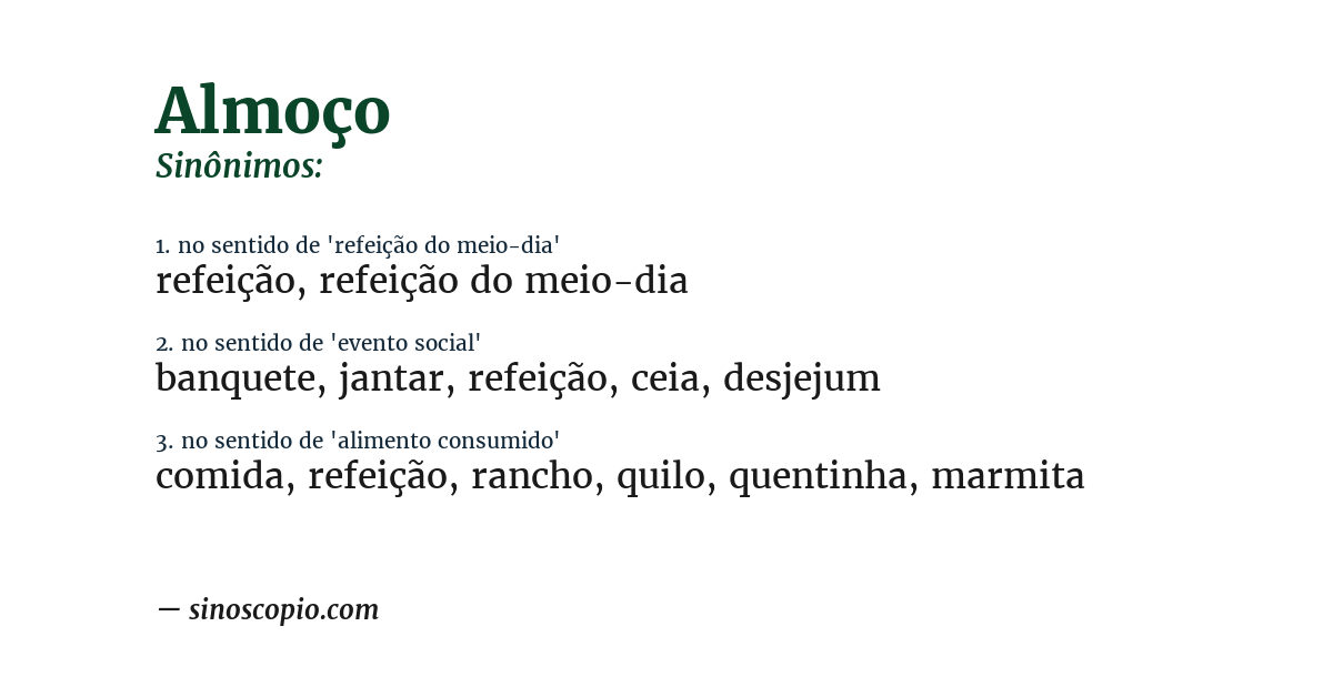 Sinônimo de almoço