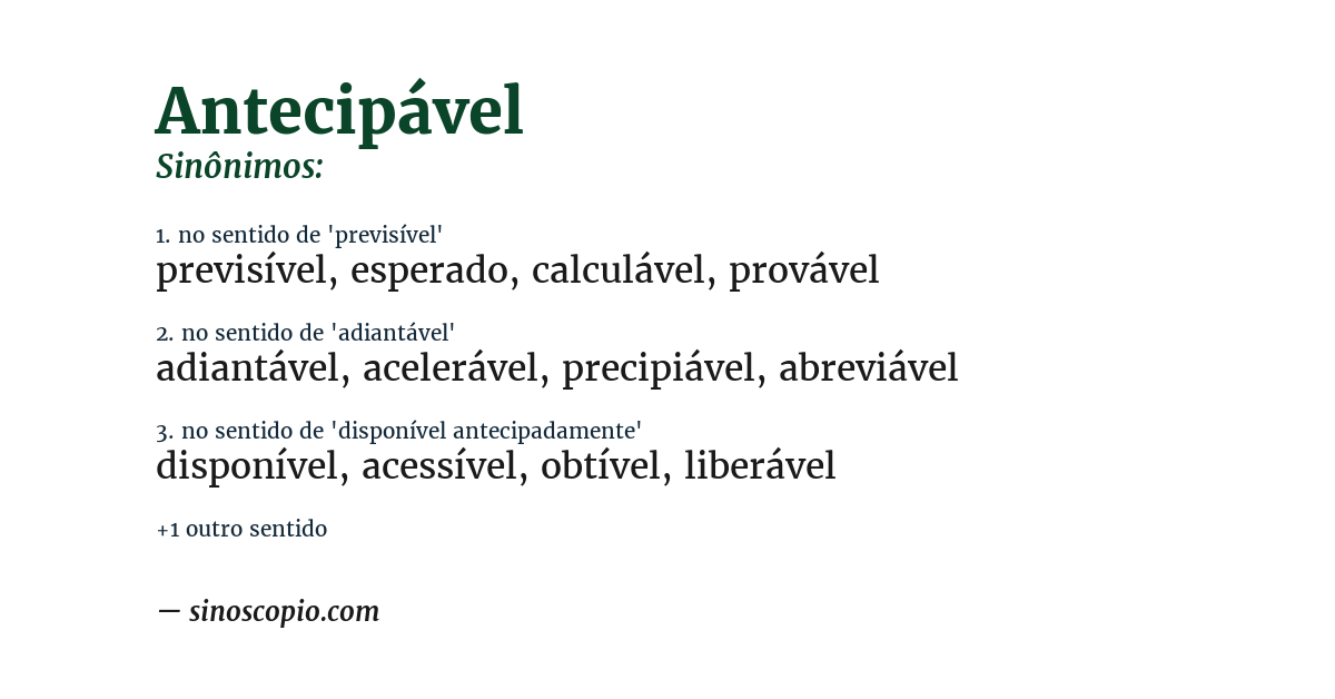 Sinônimo de antecipável