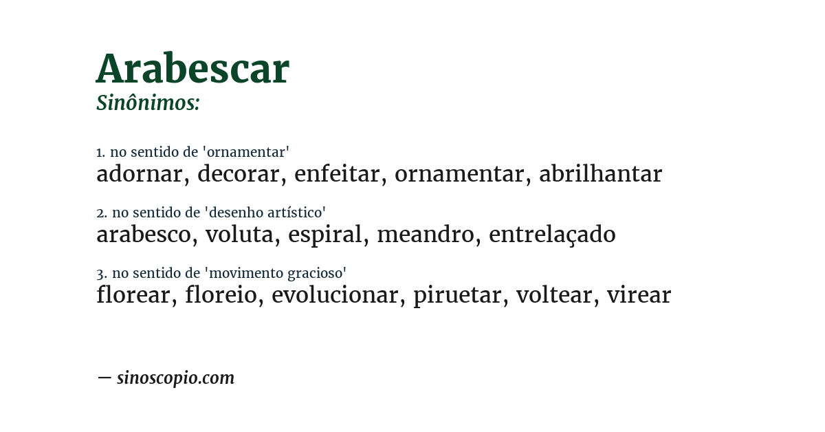 Sinônimo de arabescar