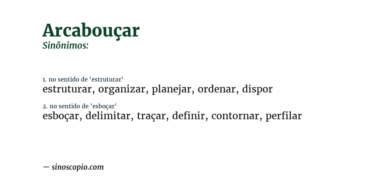 Sinônimo de arcabouçar