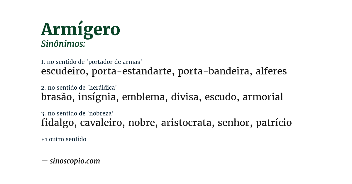 Sinônimo de armígero