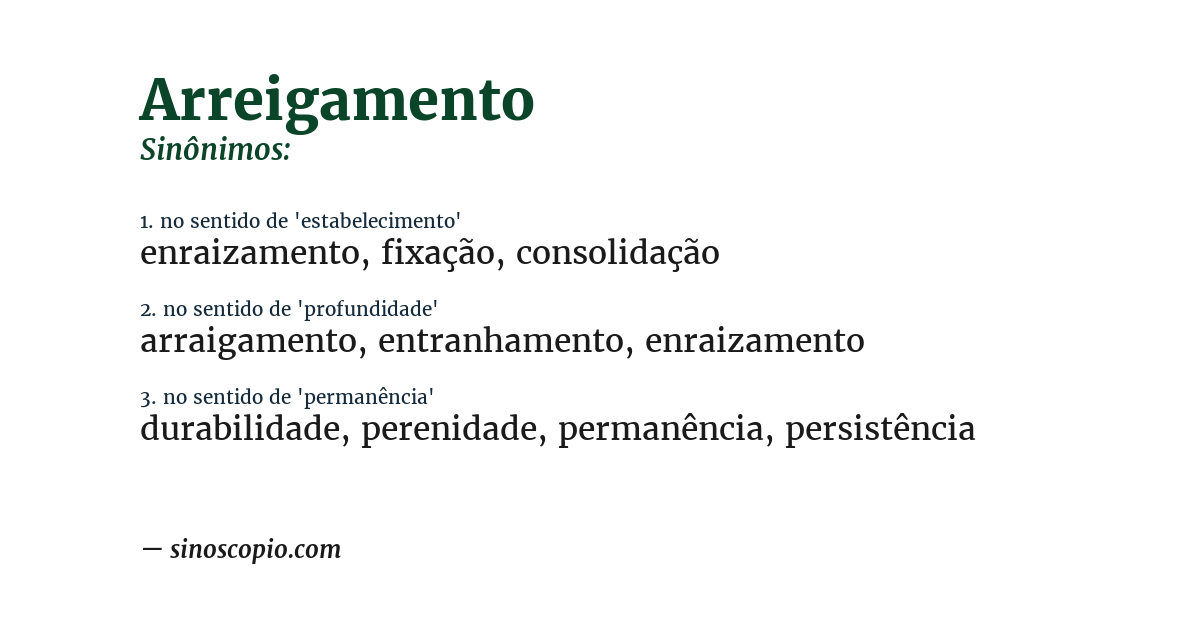 Sinônimo de arreigamento