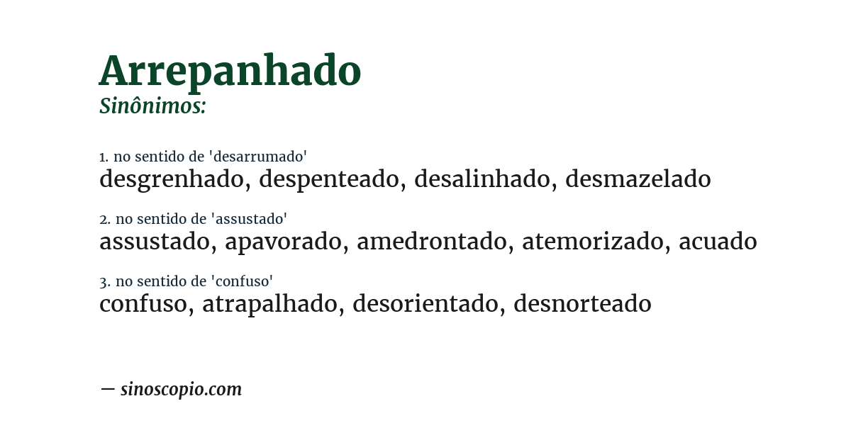 Sinônimo de arrepanhado