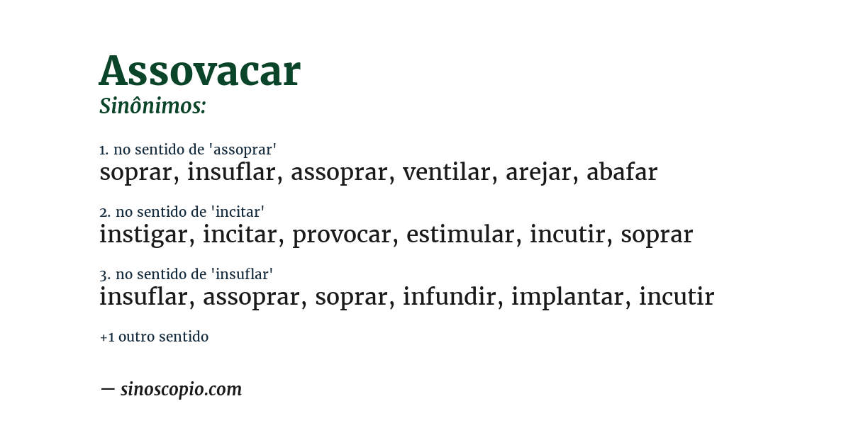 Sinônimo de assovacar