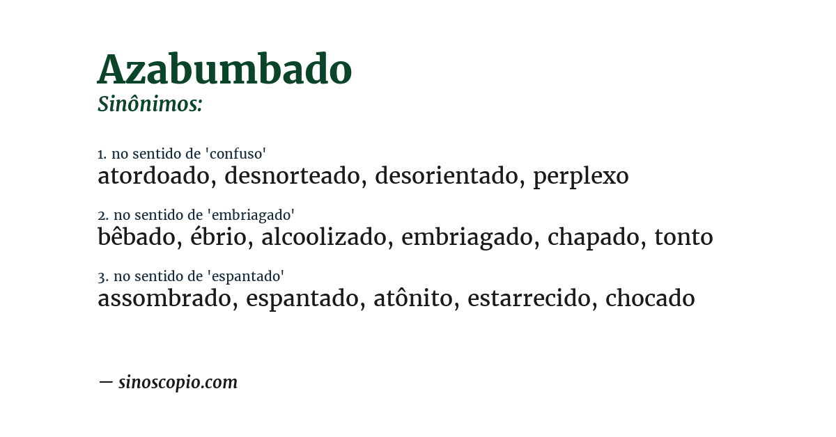 Sinônimo de azabumbado