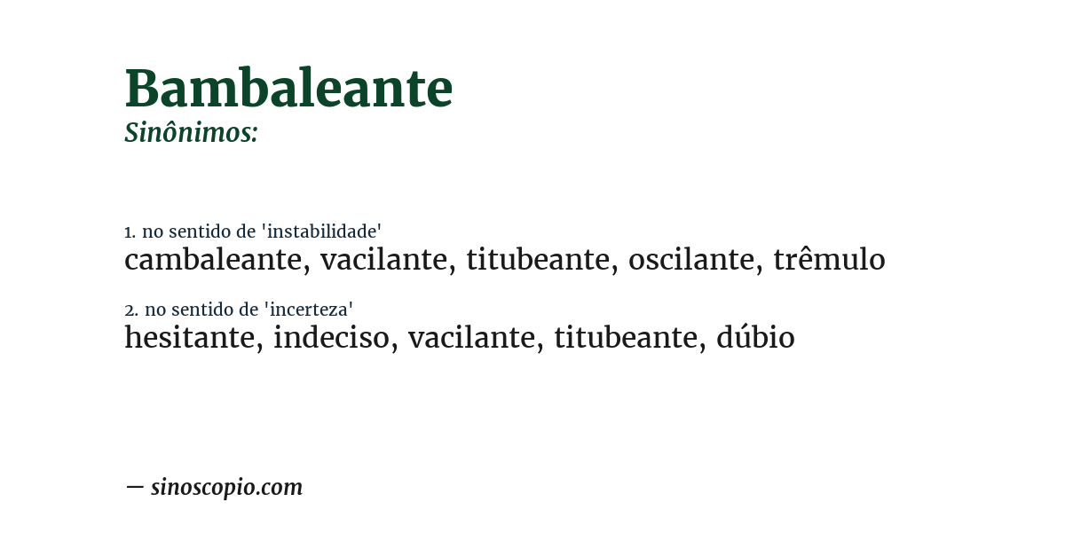 Sinônimo de bambaleante