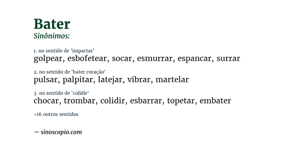 Sinônimo de bater