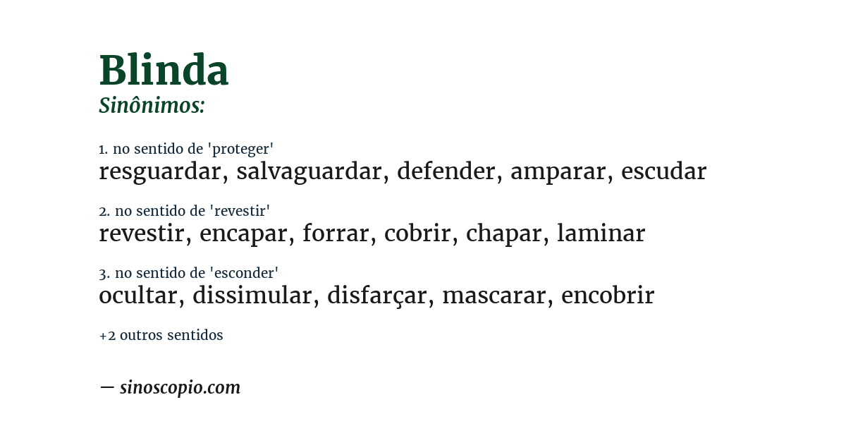 Sinônimo de blinda