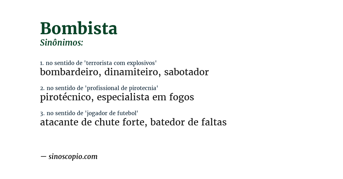 Sinônimo de bombista