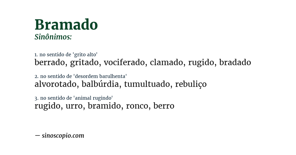 Sinônimo de bramado