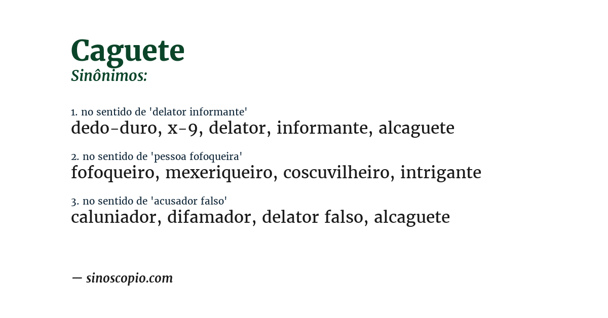 Sinônimo de caguete
