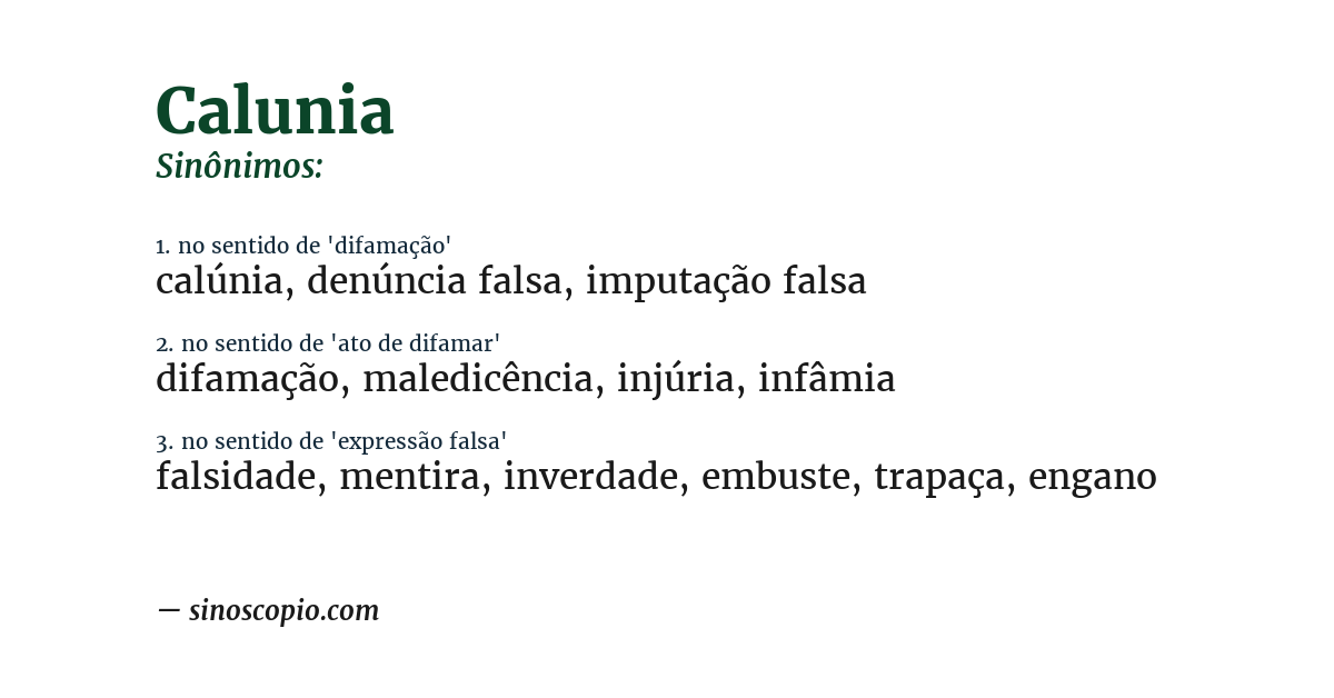 Sinônimo de calunia