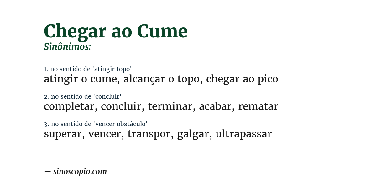 Sinônimo de chegar ao cume