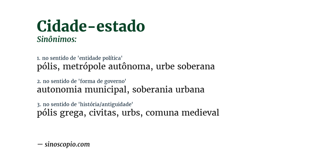 Sinônimo de cidade-estado