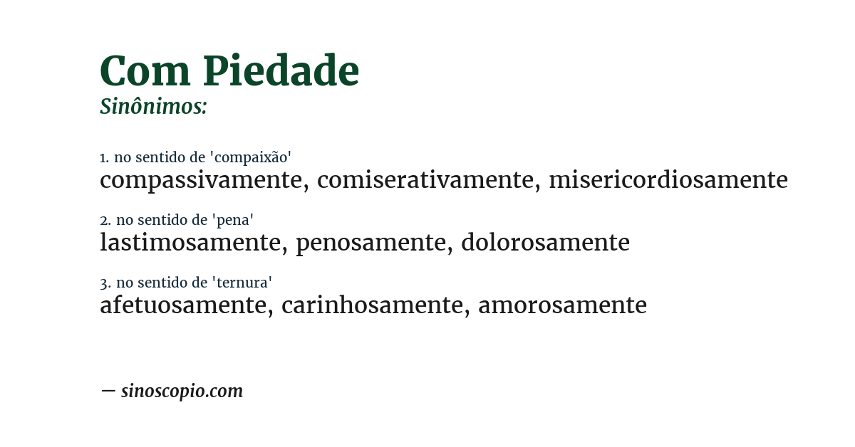 Sinônimo de com piedade