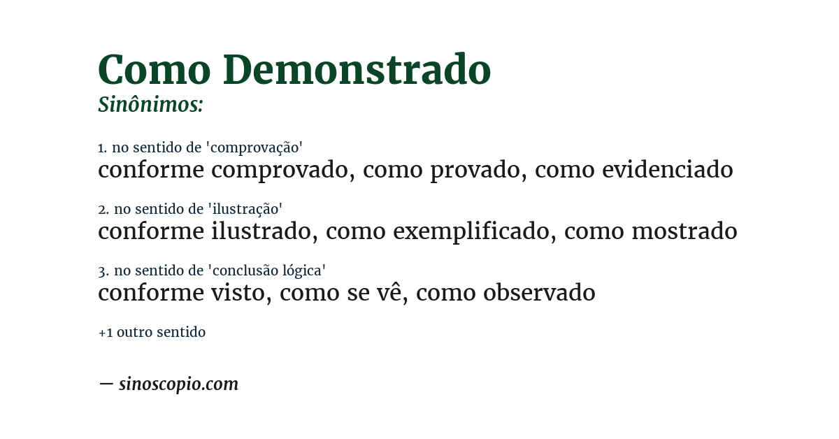 Sinônimo de como demonstrado