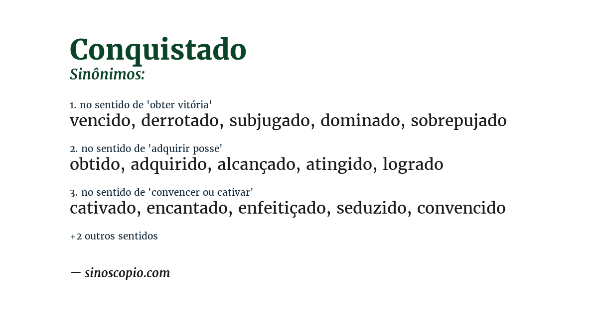 Sinônimo de conquistado