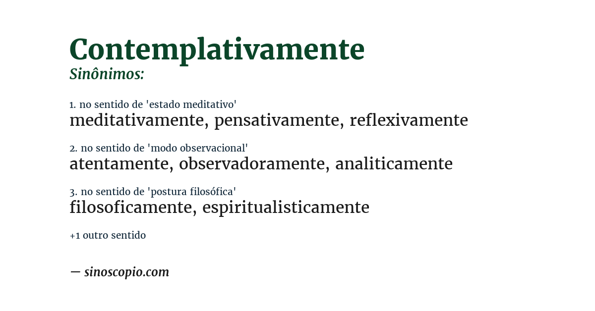 Sinônimo de contemplativamente