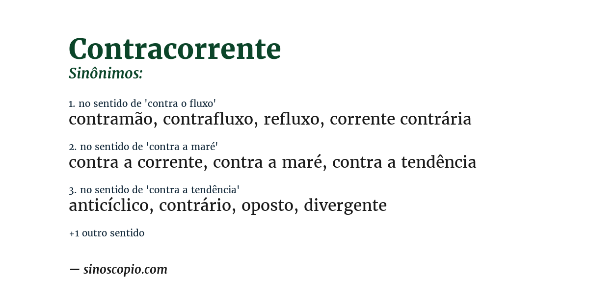 Sinônimo de contracorrente