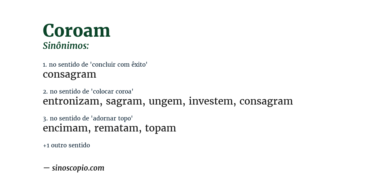 Sinônimo de coroam