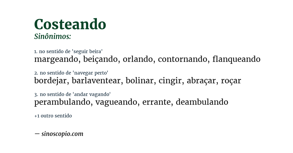 Sinônimo de costeando