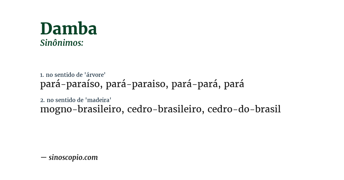 Sinônimo de damba