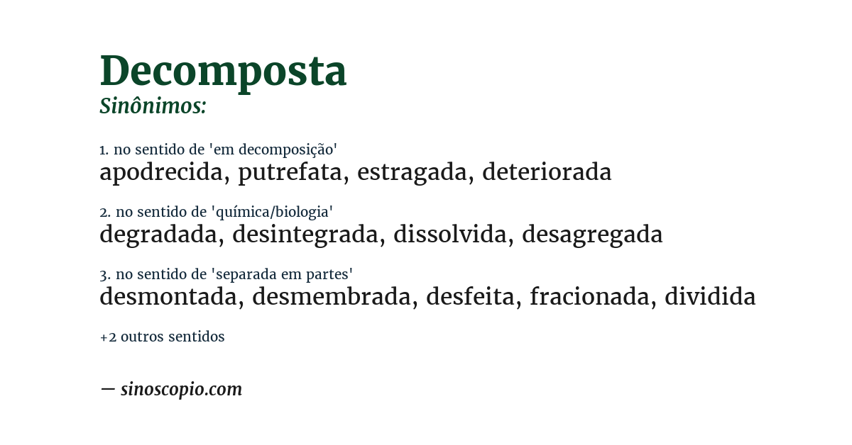 Sinônimo de decomposta