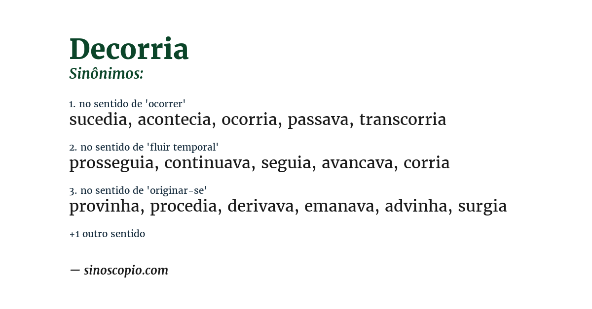 Sinônimo de decorria