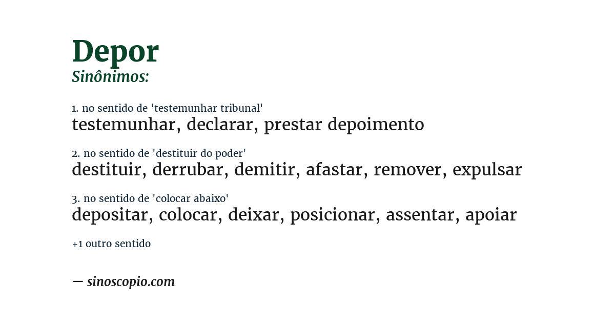 Sinônimo de depor