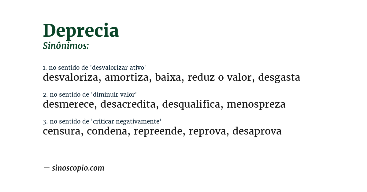 Sinônimo de deprecia