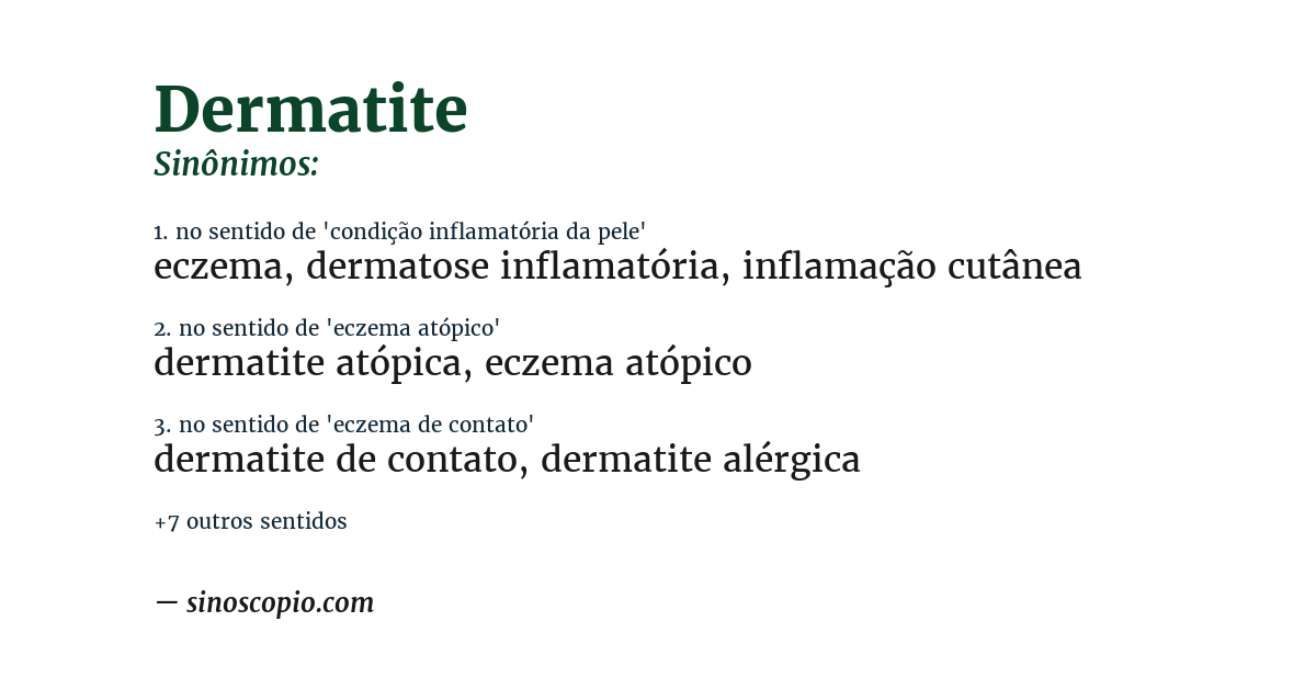 Sinônimo de dermatite