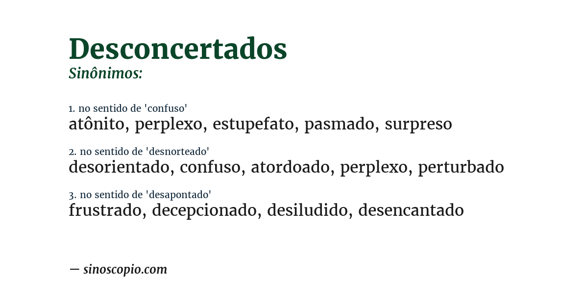 Sinônimo de desconcertados