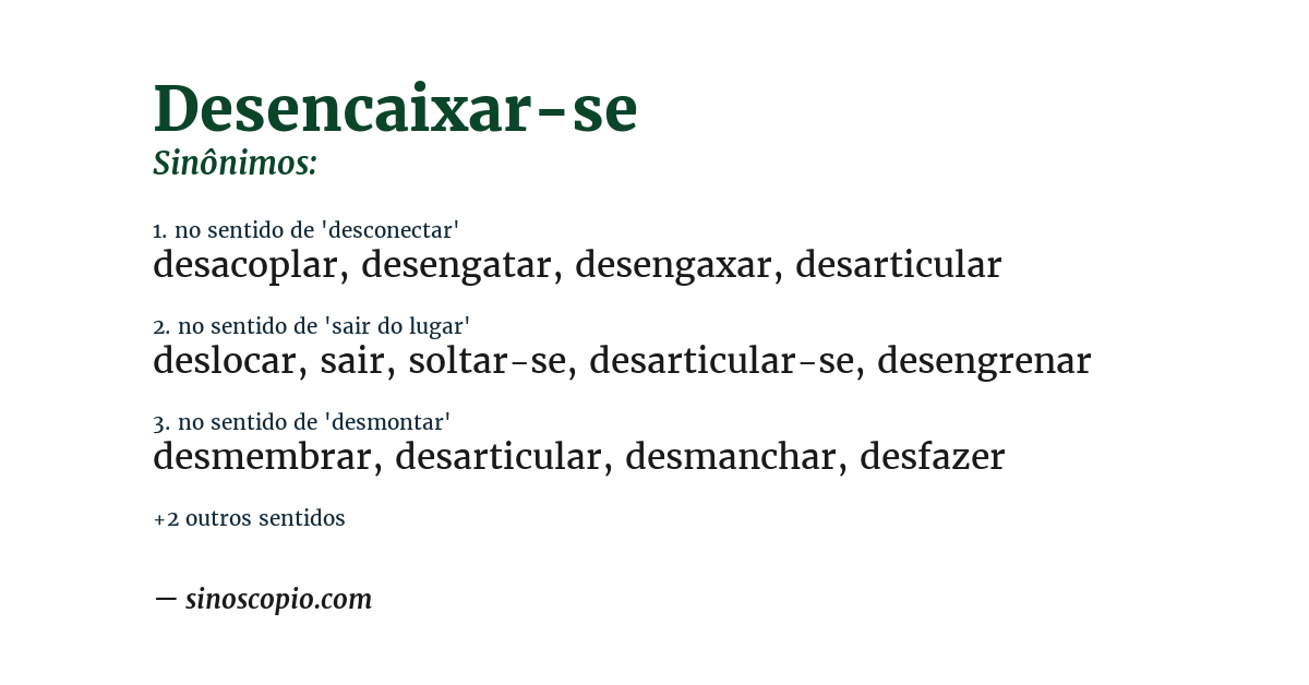 Sinônimo de desencaixar-se