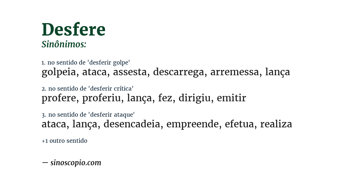 Sinônimo de desfere