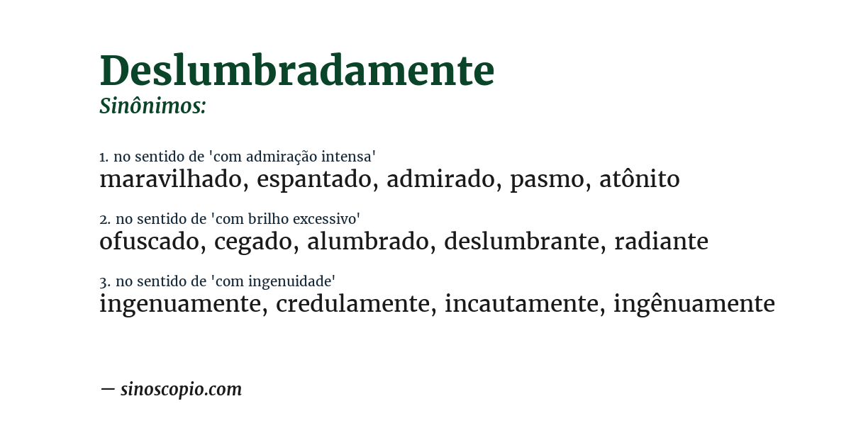 Sinônimo de deslumbradamente