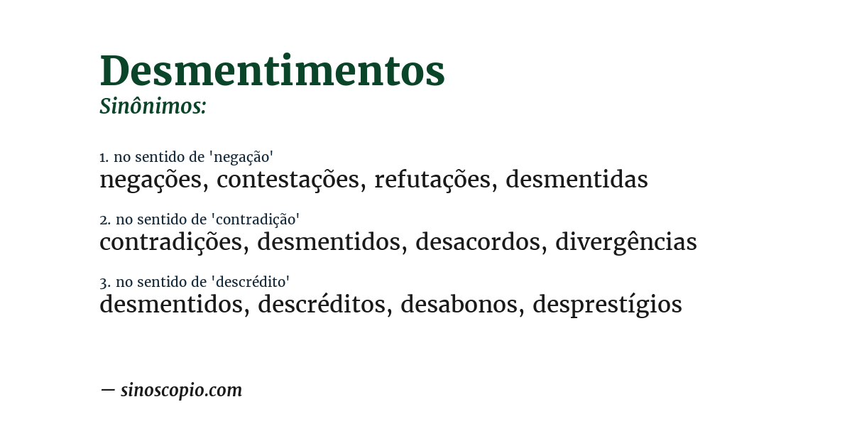 Sinônimo de desmentimentos