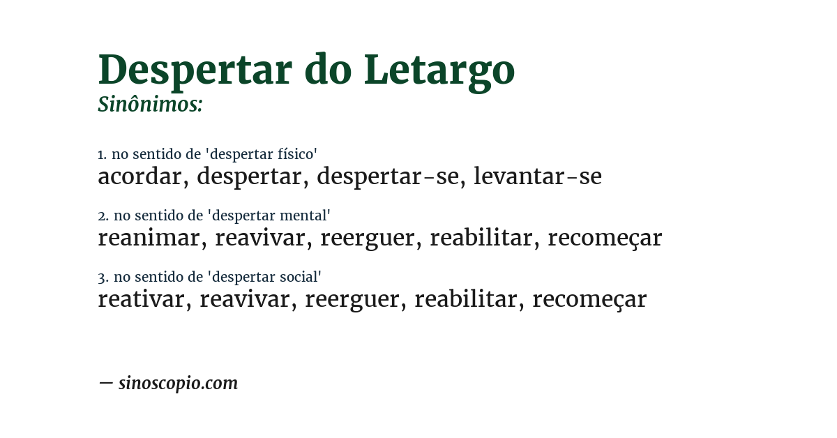 Sinônimo de despertar do letargo