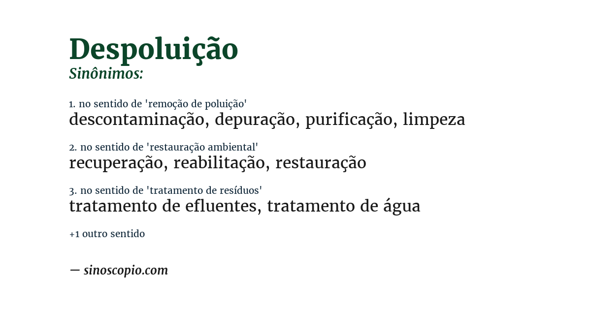 Sinônimo de despoluição