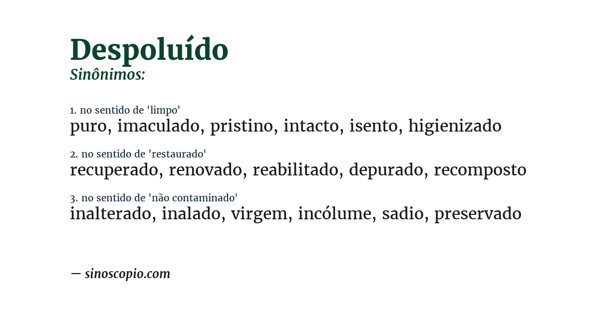 Sinônimo de despoluído