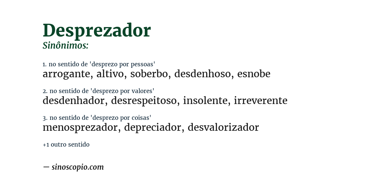 Sinônimo de desprezador