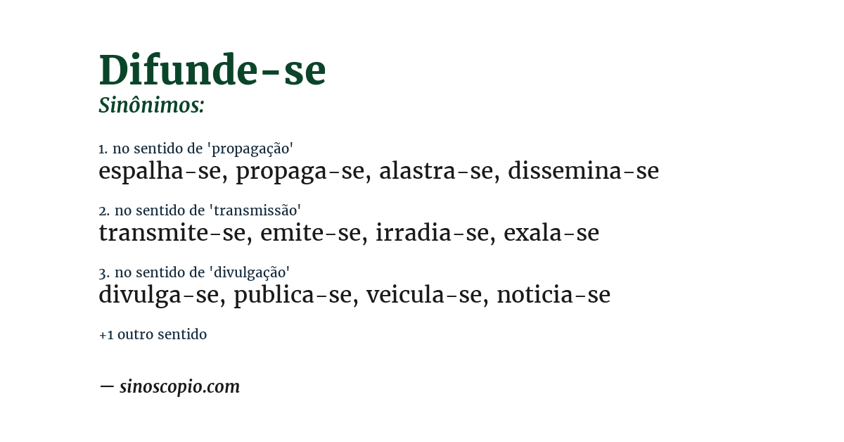 Sinônimo de difunde-se