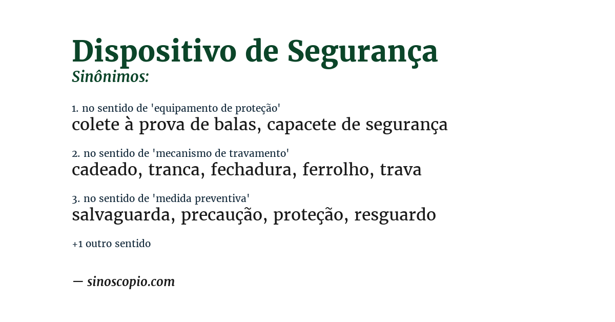 Sinônimo de dispositivo de segurança