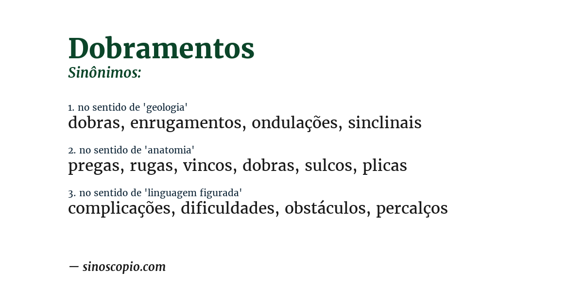 Sinônimo de dobramentos
