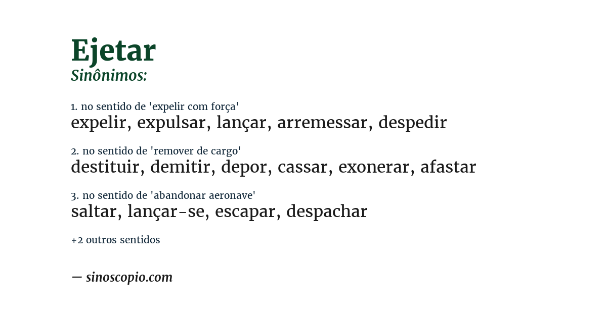 Sinônimo de ejetar